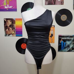 Missguided | Ruched One Shoulder Black Bodysuit
